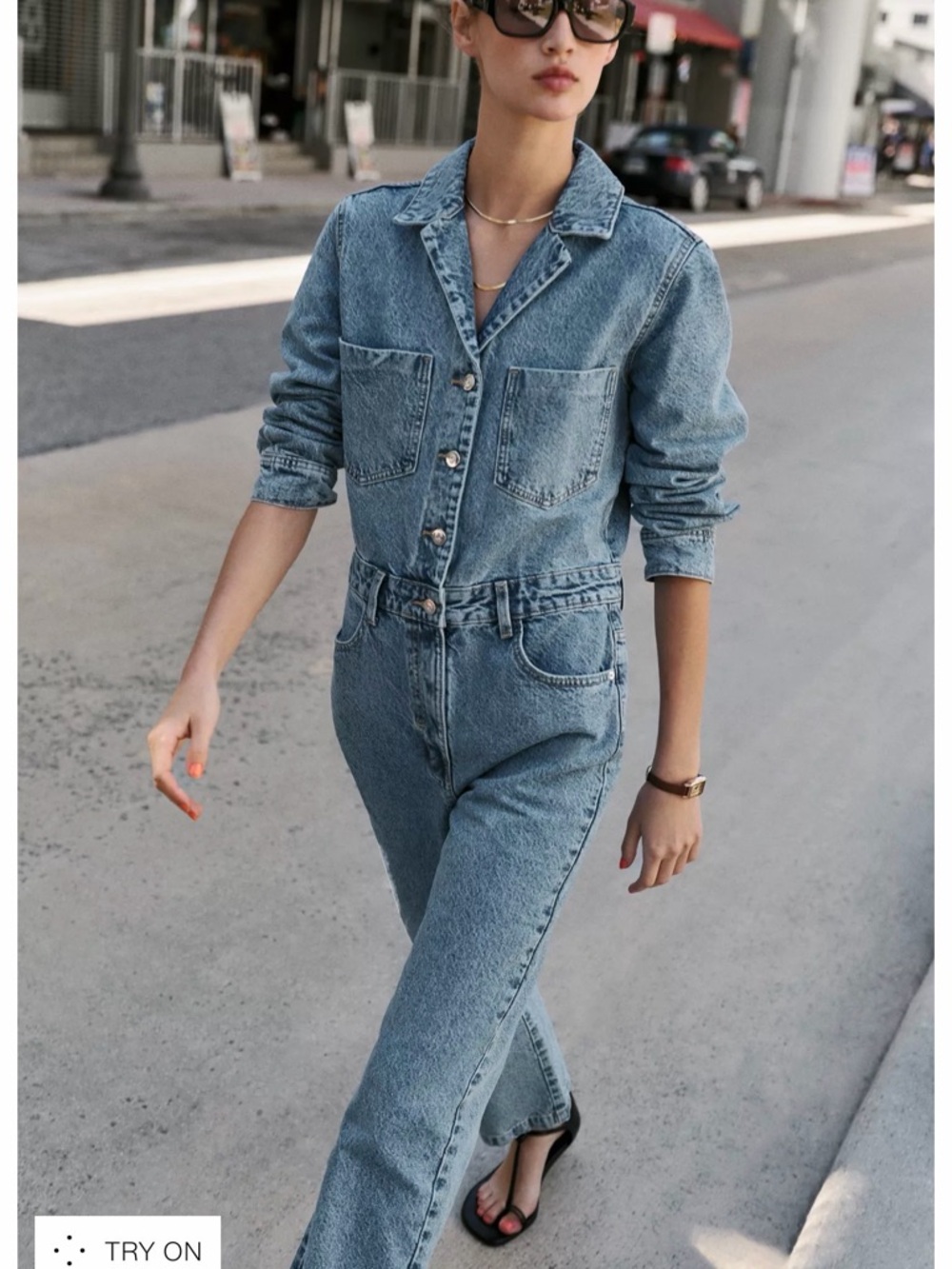 Zara‎ denim utility jumpsuit Size Size S - Picture 5 of 15